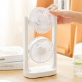 Dual Head USB Desk Fan Quiet & Portable (White)