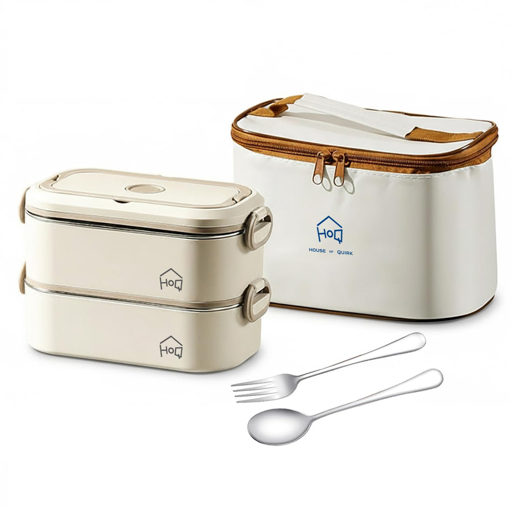 304 Stainless Steel Bento Lunch Box – Stackable, Leakproof, Microwave Safe with Insulated Case & Cutlery