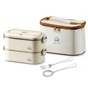 304 Stainless Steel Bento Lunch Box – Stackable, Leakproof, Microwave Safe with Insulated Case & Cutlery