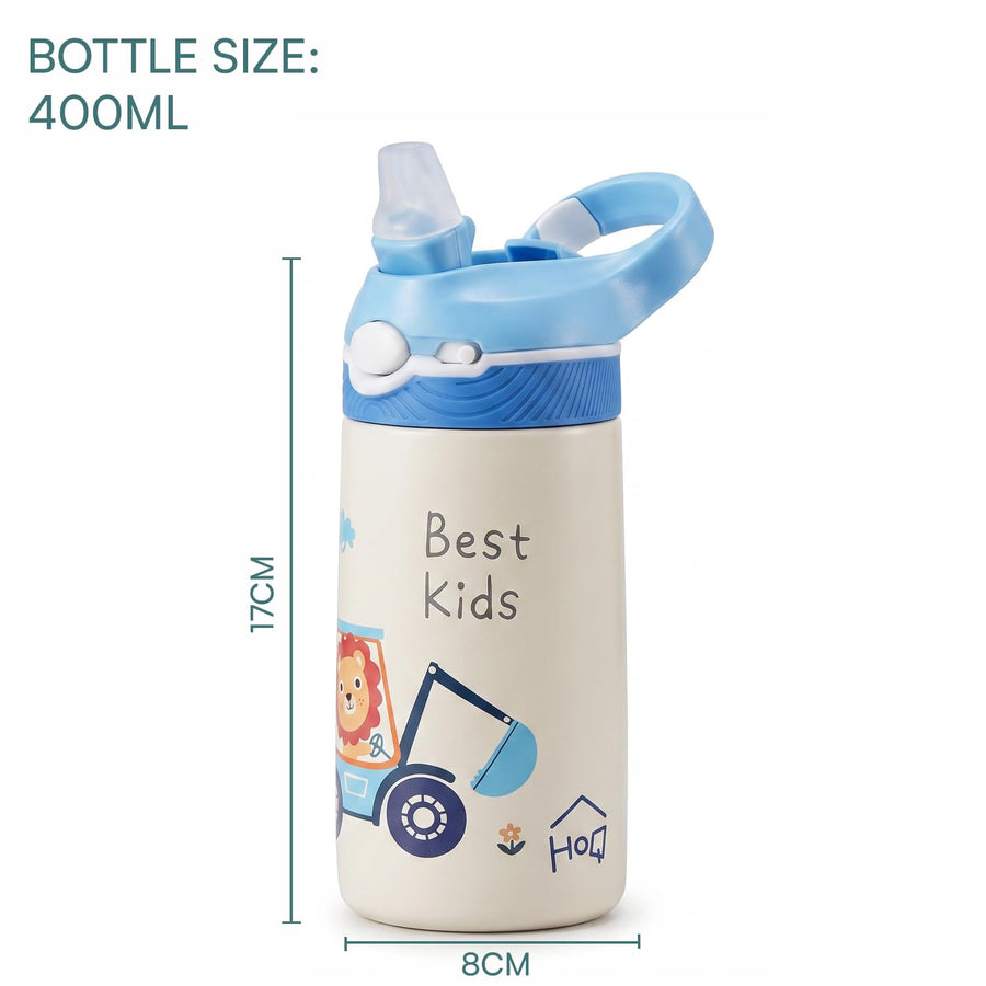 QUIRKPOP 400ml 316 Stainless Steel Kids Bottle – Duckbill Straw & Lockable Lid