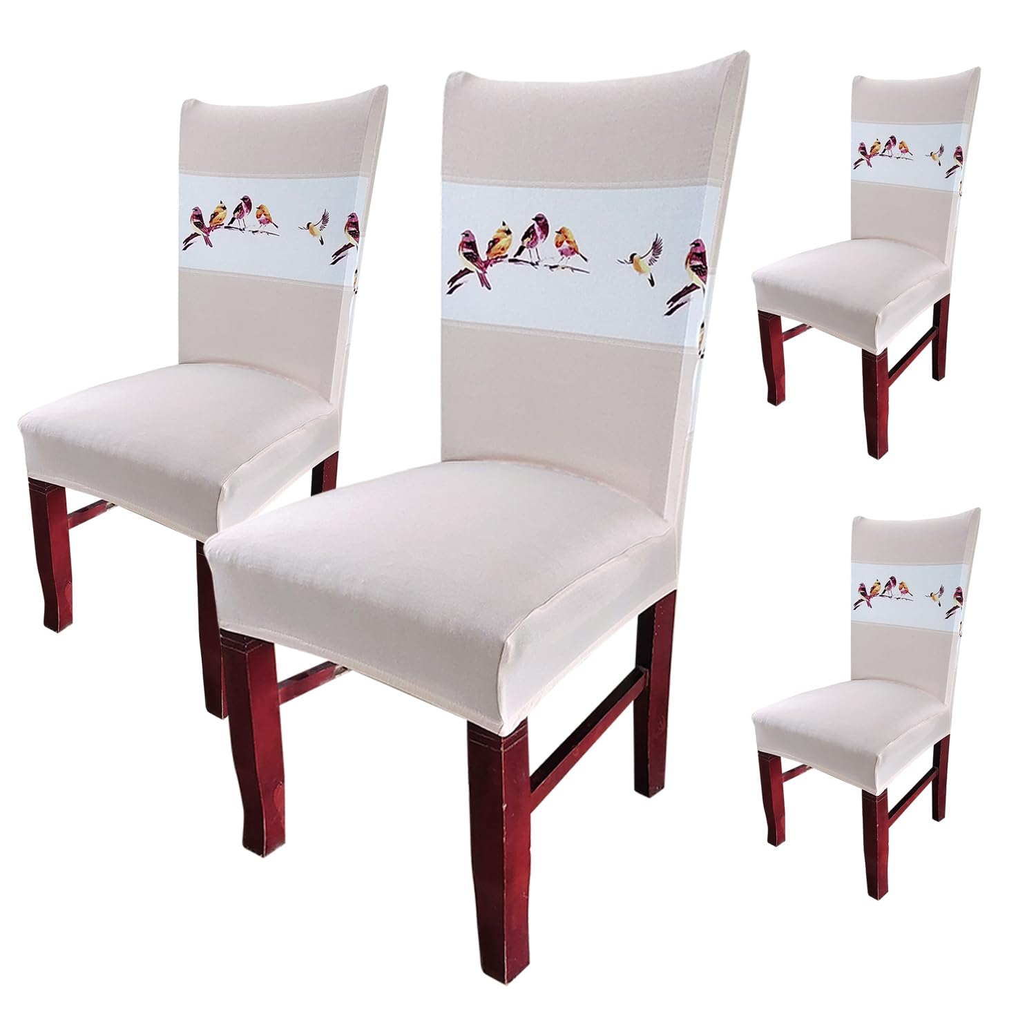 Elastic Chair Cover (Beige Bird)
