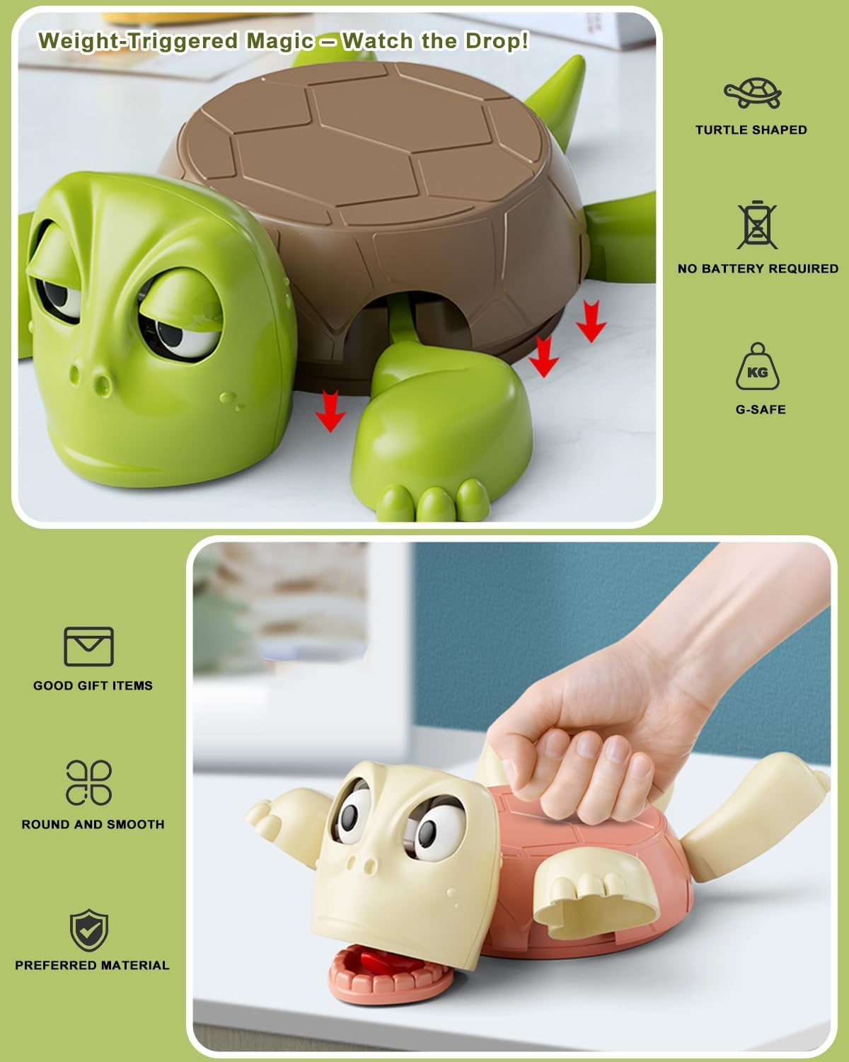 Turtle Coasters – Funny 3D Cup Coaster,Turtle Design (Brown/Light Green)