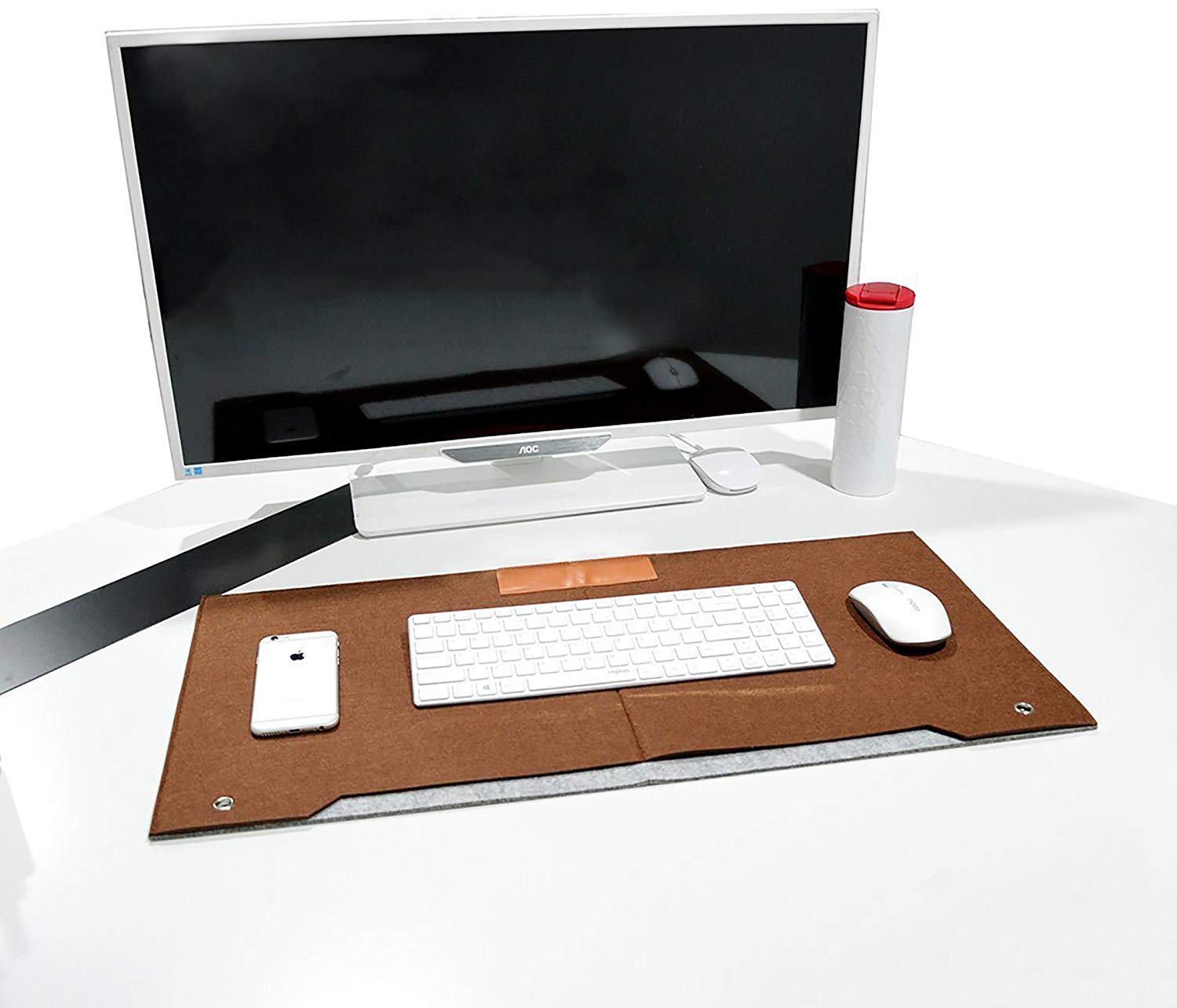 Laptop Keyboard Mouse Felt Pad with Paper and Pen Pocket for Desktops
