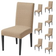 Flexible Stretch Dining Chair Cover 220 GSM Jacquard Fabric, Universal Fit (Khaki)