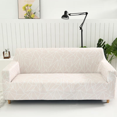 Universal Stretchable Sofa Cover-Beige/White Triangle