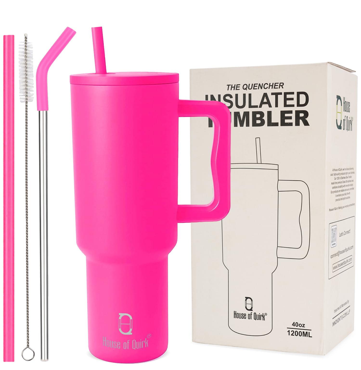 Stainless Steel Vacuum Insulated Tumbler with Straw and Lid & Handle - (1200 ML)