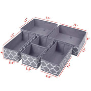 Set of 6 Foldable Storage Box Drawer Divider Organizer Basket Bins