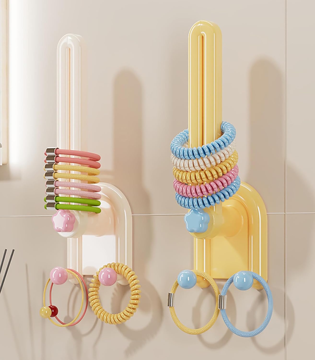 L-Shaped Hair Accessory Storage Rack | Wall-Mounted Hair Tie, Headband & Scrunchie Organizer