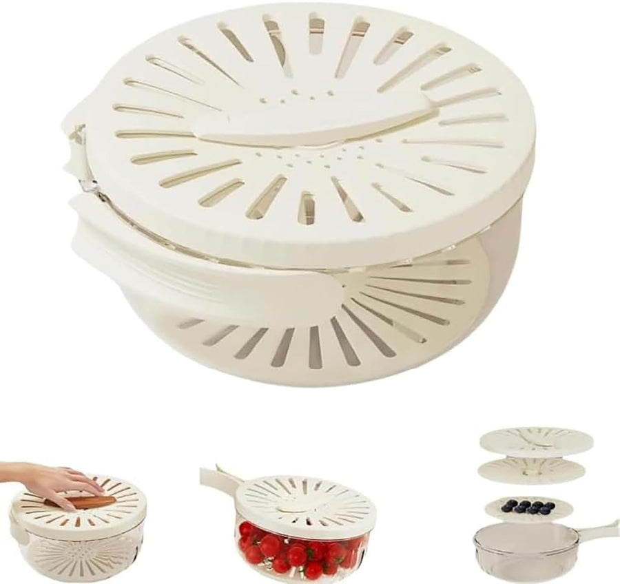 Multifunctional Draining Bowl with Foldable Handles (White)
