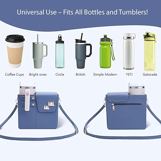 Crossbody Tumbler Holder with Purse Compartment