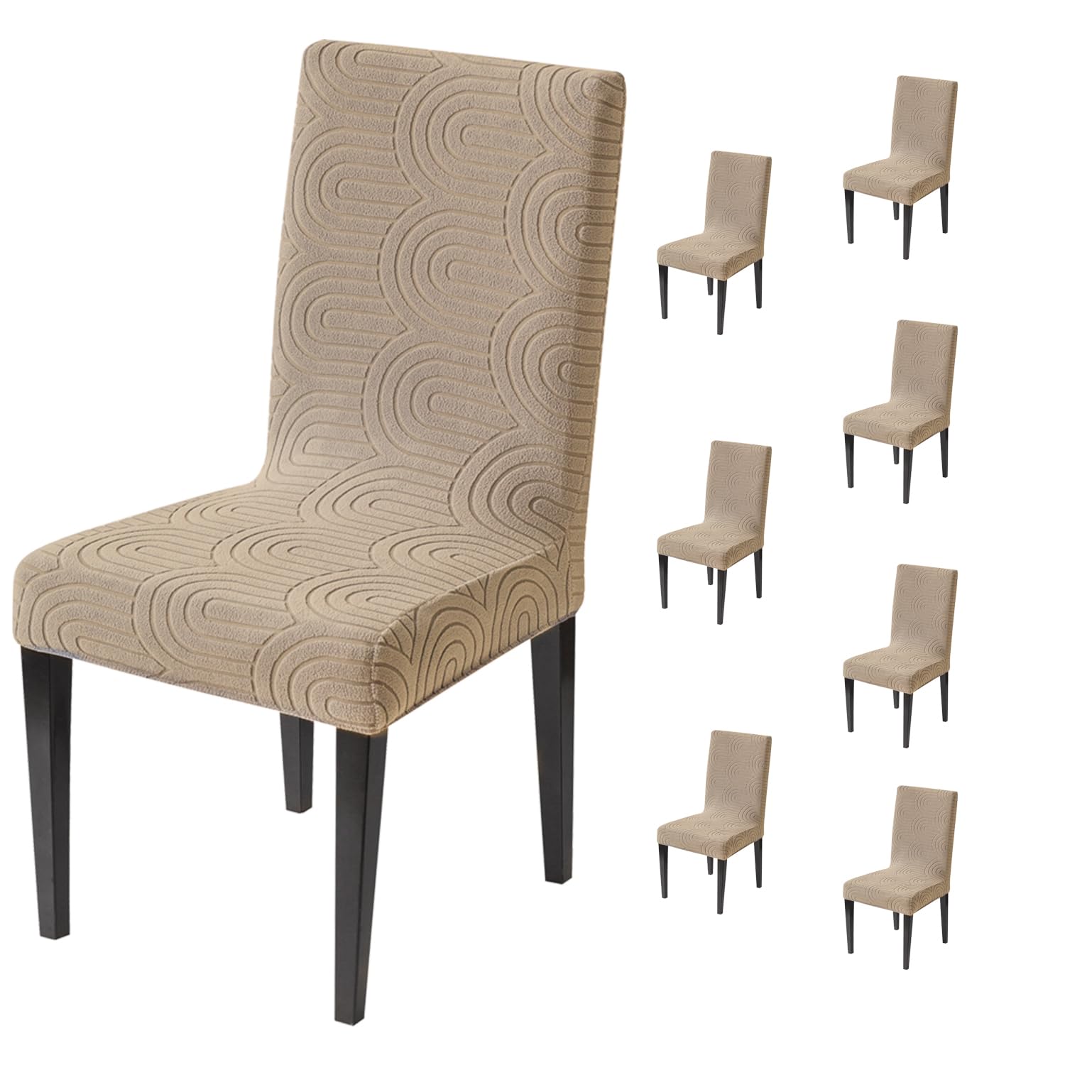 Premium Stretch Chair Cover – 220 GSM Jacquard Fabric (Khaki)