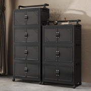 Foldable Storage Box Cart with Handle & Wheels (Black)