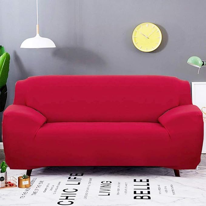 Polyester Solid Universal Sofa Cover (Red)