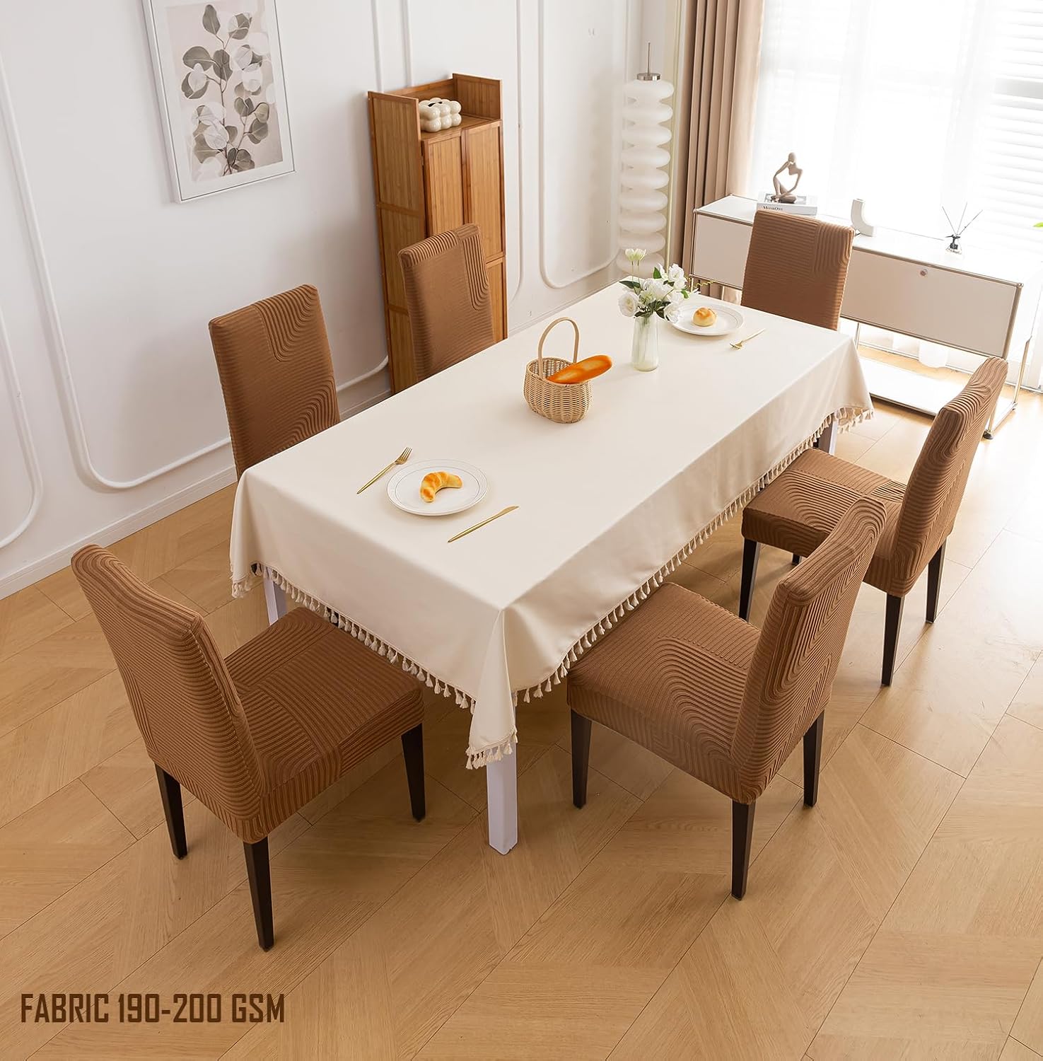 Stretchy Universal Jacquard Waterproof Sapphire Chair Cover (Camel)