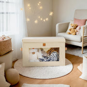 Wardrobe Storage Box with Lid & Window - Beige