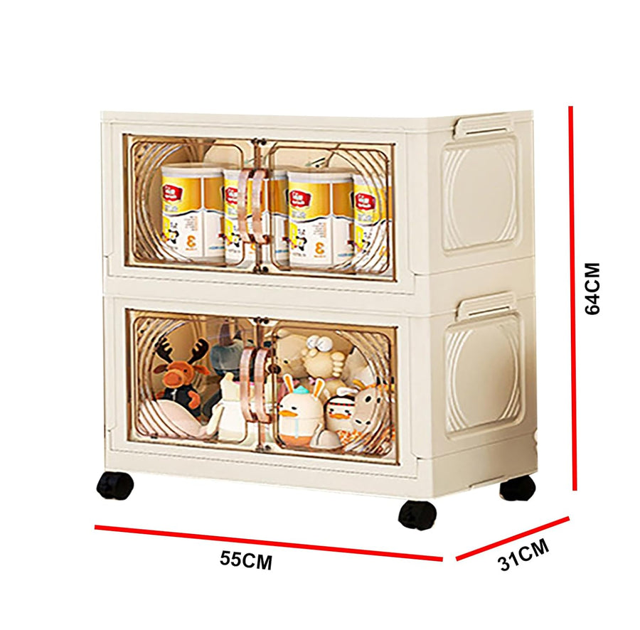 Storage Cabinet with Wheels, Rolling Organizer for Home ( 55CM, Cream)