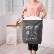 Large Laundry Basket Bag, Drawstring Storage - Grey