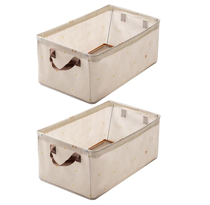 Wardrobe Organizer With Metal Frame Foldable Storage Box (Beige Duck)
