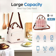 Insulated Lunch Bag for Women, Reusable Tote with Shoulder Strap