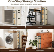 3-Layer Slim Rolling Storage Cabinet – Plastic Organizer (Cream/Black)