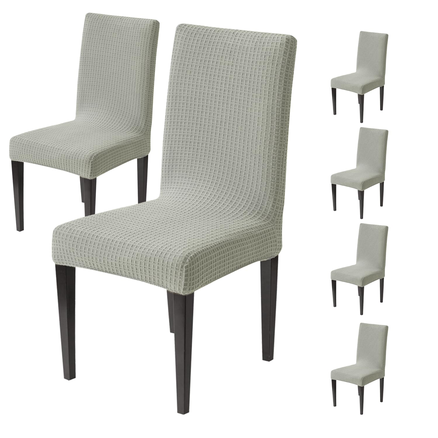 Decorative Dining Chair Cover – 220 GSM Stretch Jacquard Fabric (Grey)