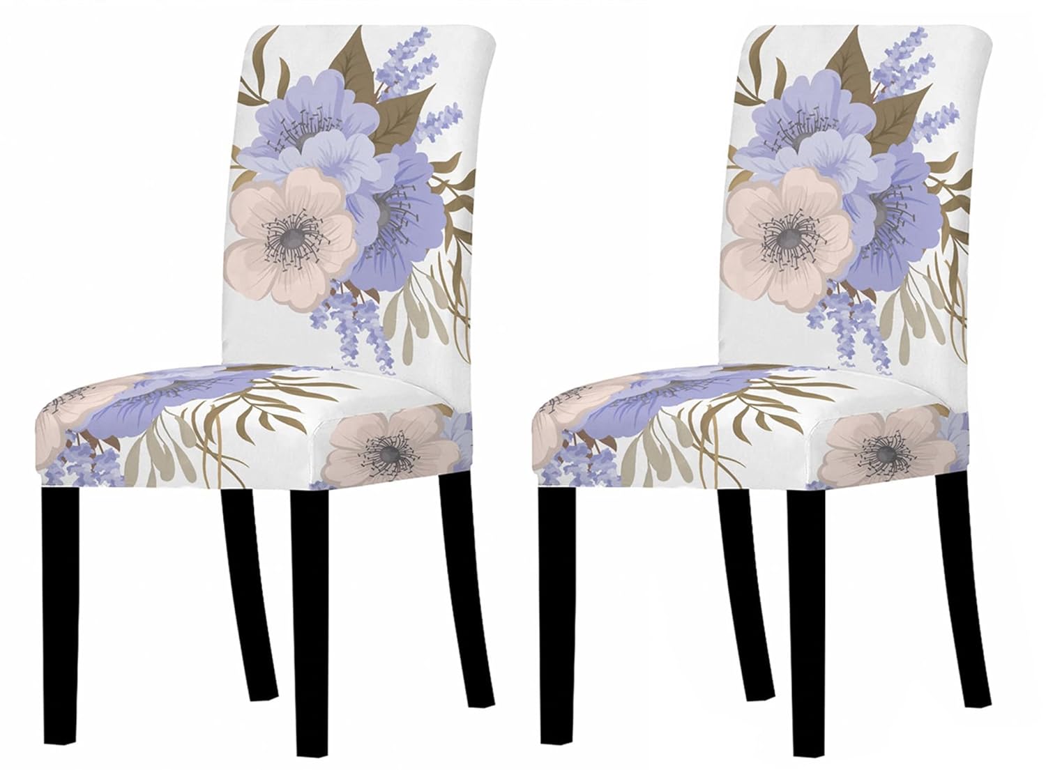 Polyester Spandex Printed Chair Cover Stretch Removable Washable (White Orchid)