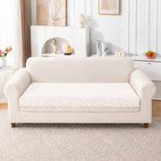 Rabbit Plush Sofa Mat Floral Design - Ivory