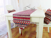 Table Runner, Ethnic Indian Style (1 Runner 30x160cm, 6 Placemat Red Tribal)