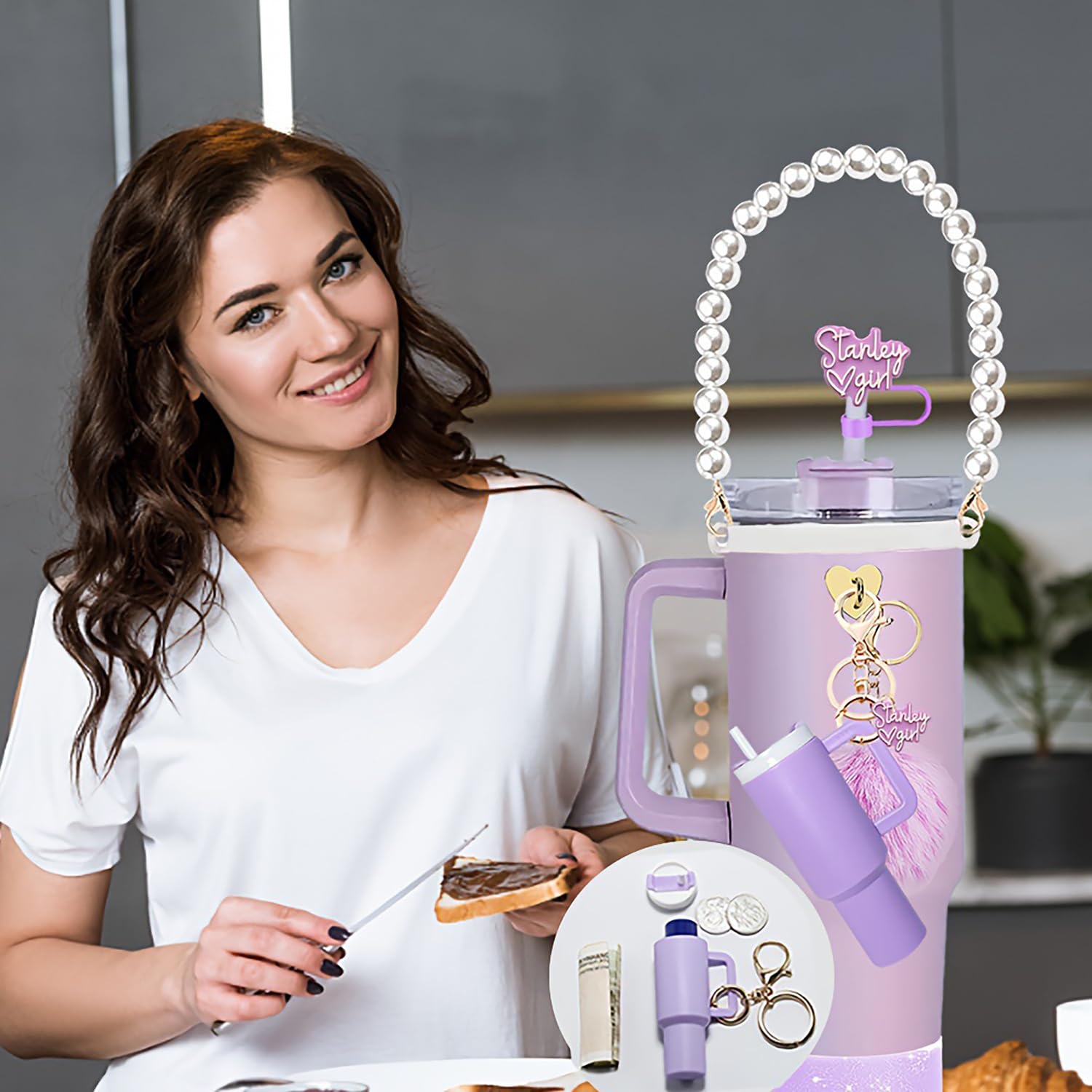 7-Piece Tumbler Accessories Set for 30oz & 40oz Cups – Silicone Boot, Handle Strap, Straw Covers & Keychain (Tumbler Not Included)