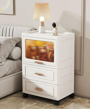 Bathroom Floor Storage Box Freestanding Box with Drawers Plastic (Beige)
