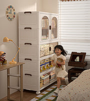 1-Layer Wardrobe with Multi Layer Folding Storage Box - White
