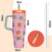 1200ML Stainless Steel Tumbler with Handle & Pop-Up Lid (Printed)