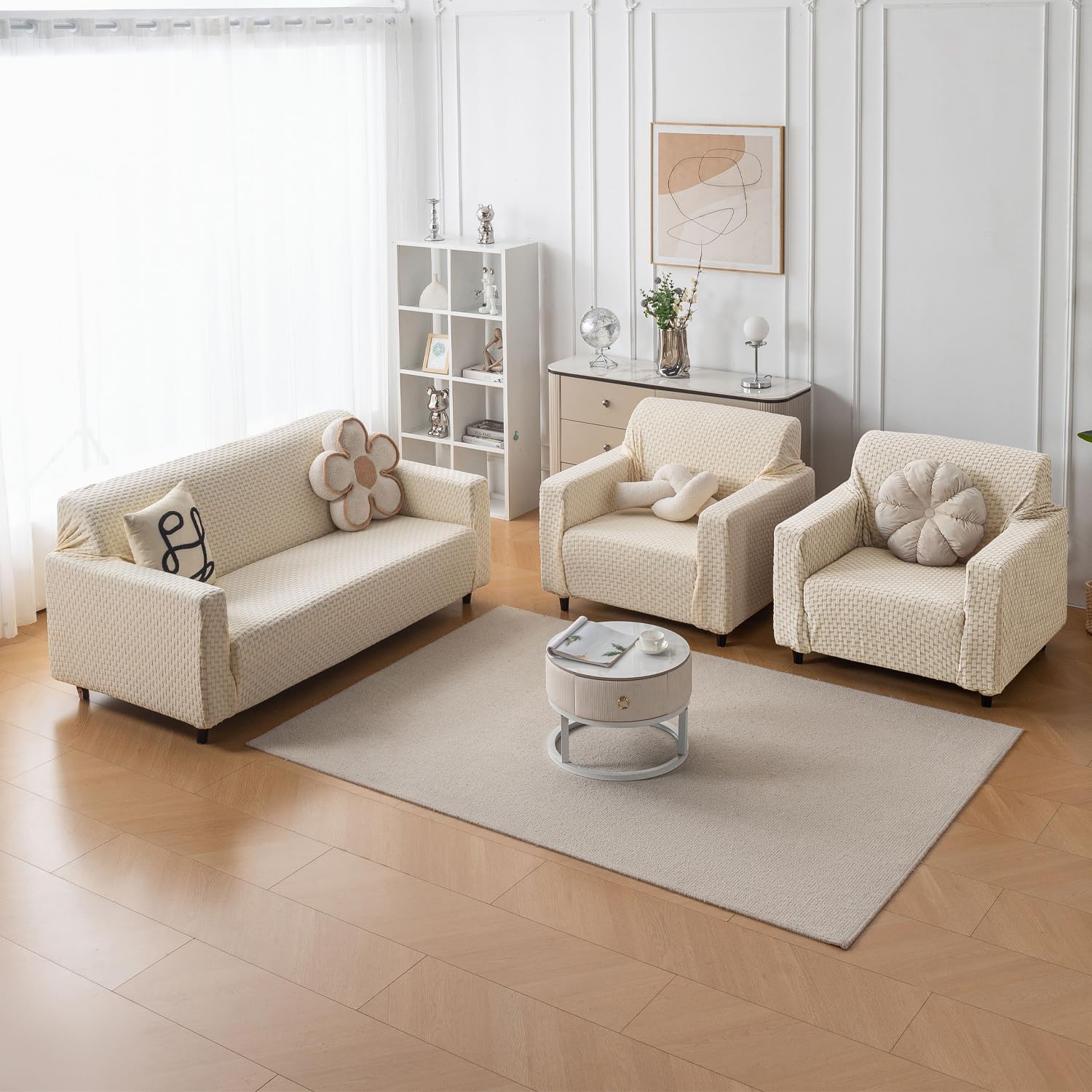 Elegant Jacquard Fabric 220 GSM Sofa Cover (3+1+1)