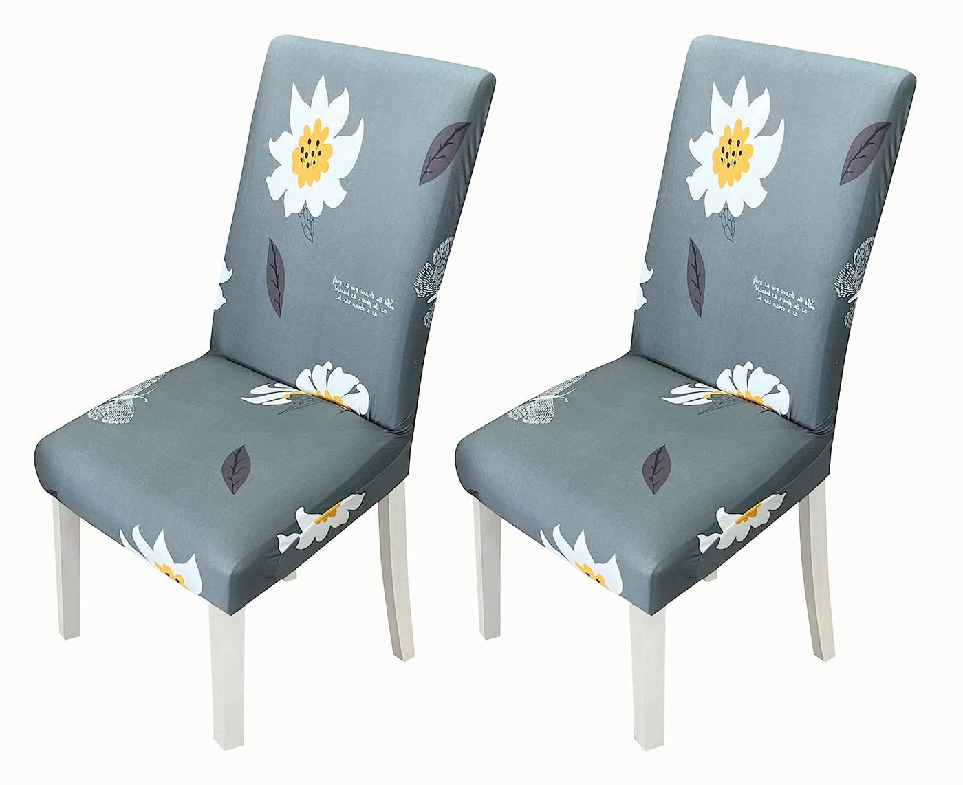 Printed Chair Cover-Grey Jasmin