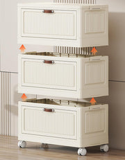 Slim Bathroom Storage Cabinet with Wheels & Drawers - White