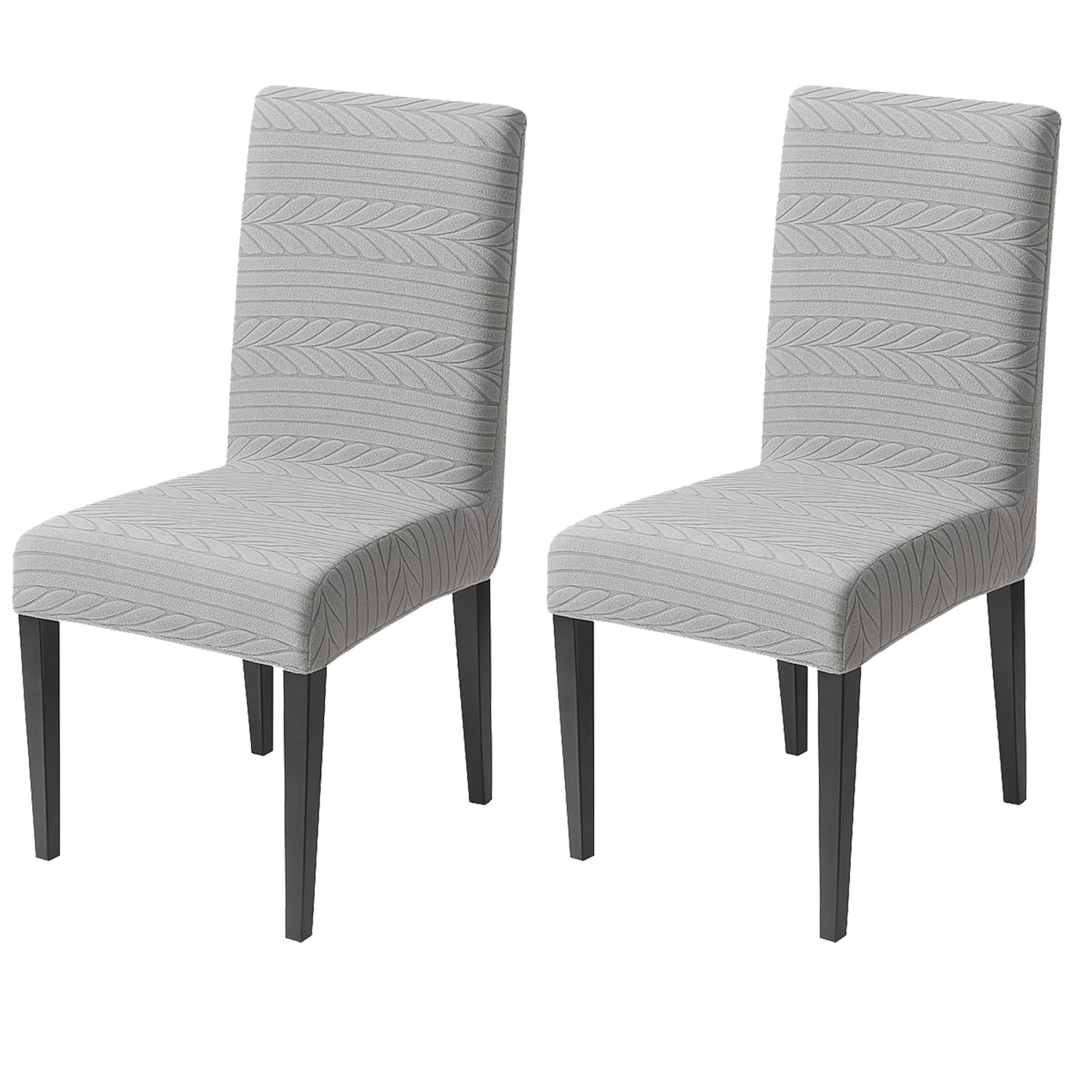 Flexible Stretch Dining Chair Cover 220 GSM Jacquard Fabric Universal Fit (Grey)