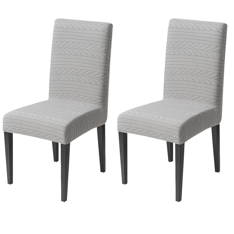 Flexible Stretch Dining Chair Cover 220 GSM Jacquard Fabric Universal Fit (Grey)