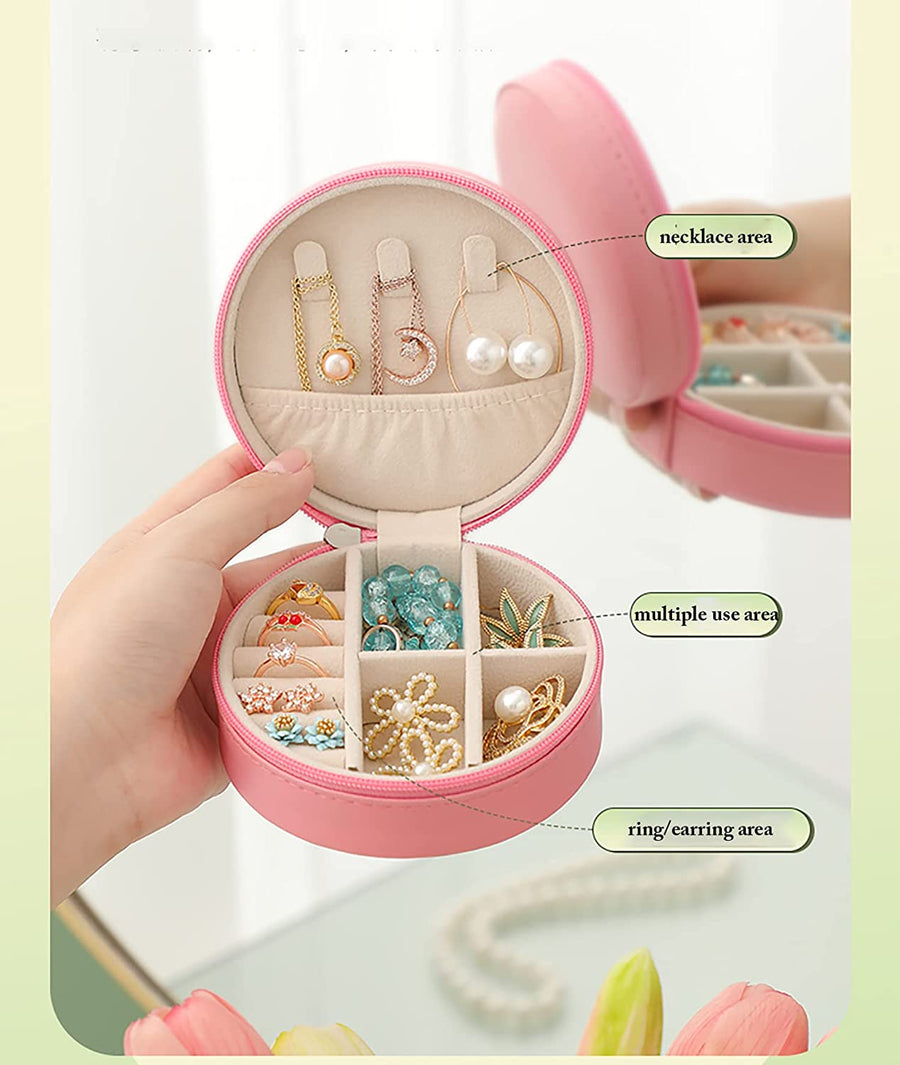 Portable Round Shape Small Jewelry Box