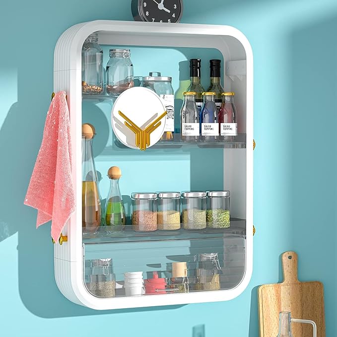 Bathroom Shelves Cabinet Organizer Transparent (White)