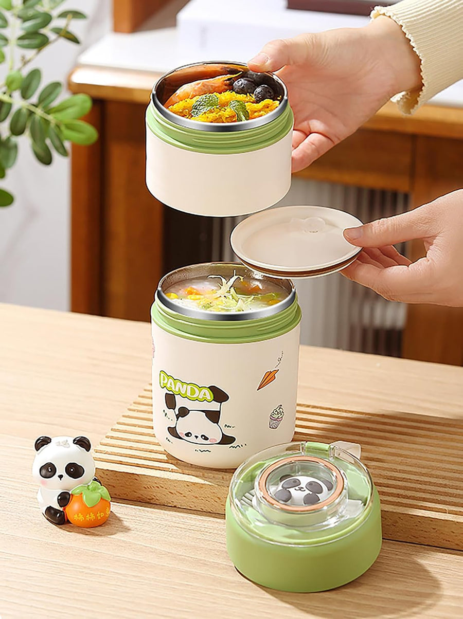 700ml 304 Stainless Steel Insulated Breakfast Cup with Lid & Spoon Leakproof Jar  (Green)