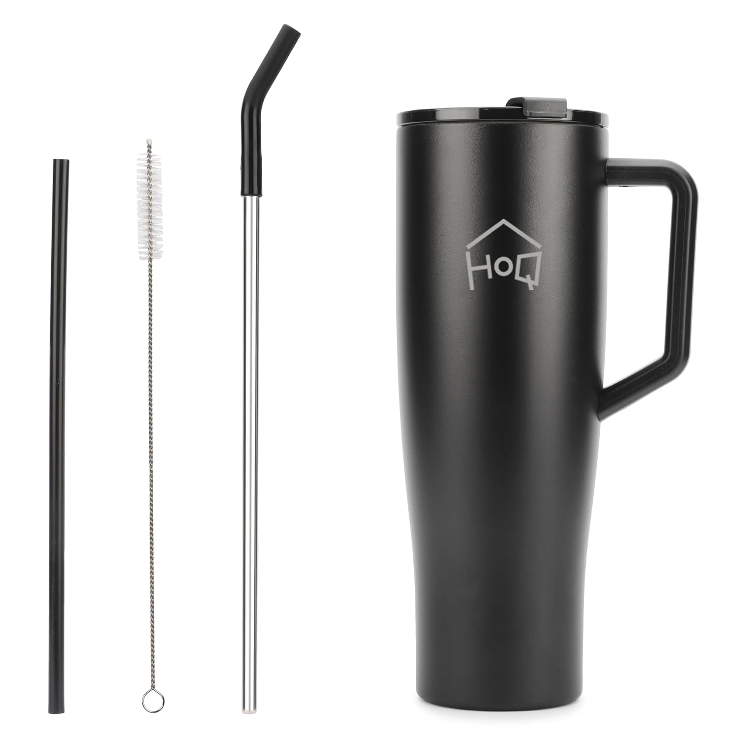 1200ML Stainless Steel Tumbler with Handle and 2 Straw Flip Lid Hot & Cold Bottle