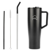 1200ML Stainless Steel Tumbler with Handle and 2 Straw Flip Lid Hot & Cold Bottle