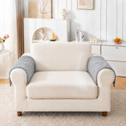 Rabbit Plush Sofa Mat Floral Design - Grey