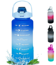 2000 ML Motivational Water Bottle With Straw and 3D stickers- (Pack of 1)