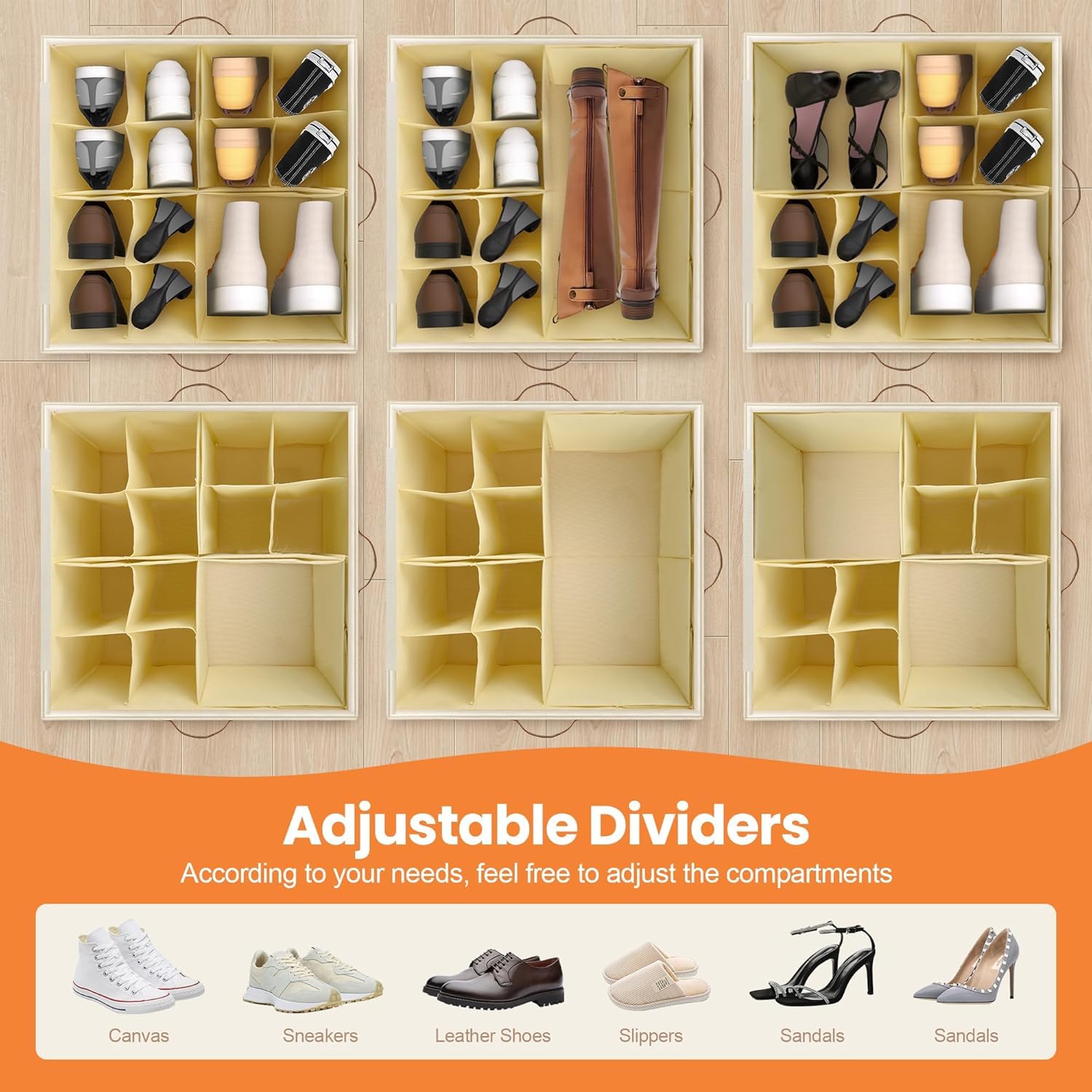 Transparent Storage Box with Wheels & 16 Adjustable Dividers