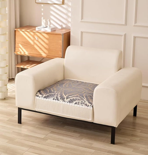 Sofa Cover Mat Leaf Pattern Chenille Fabric Seater Sofa (Grey)