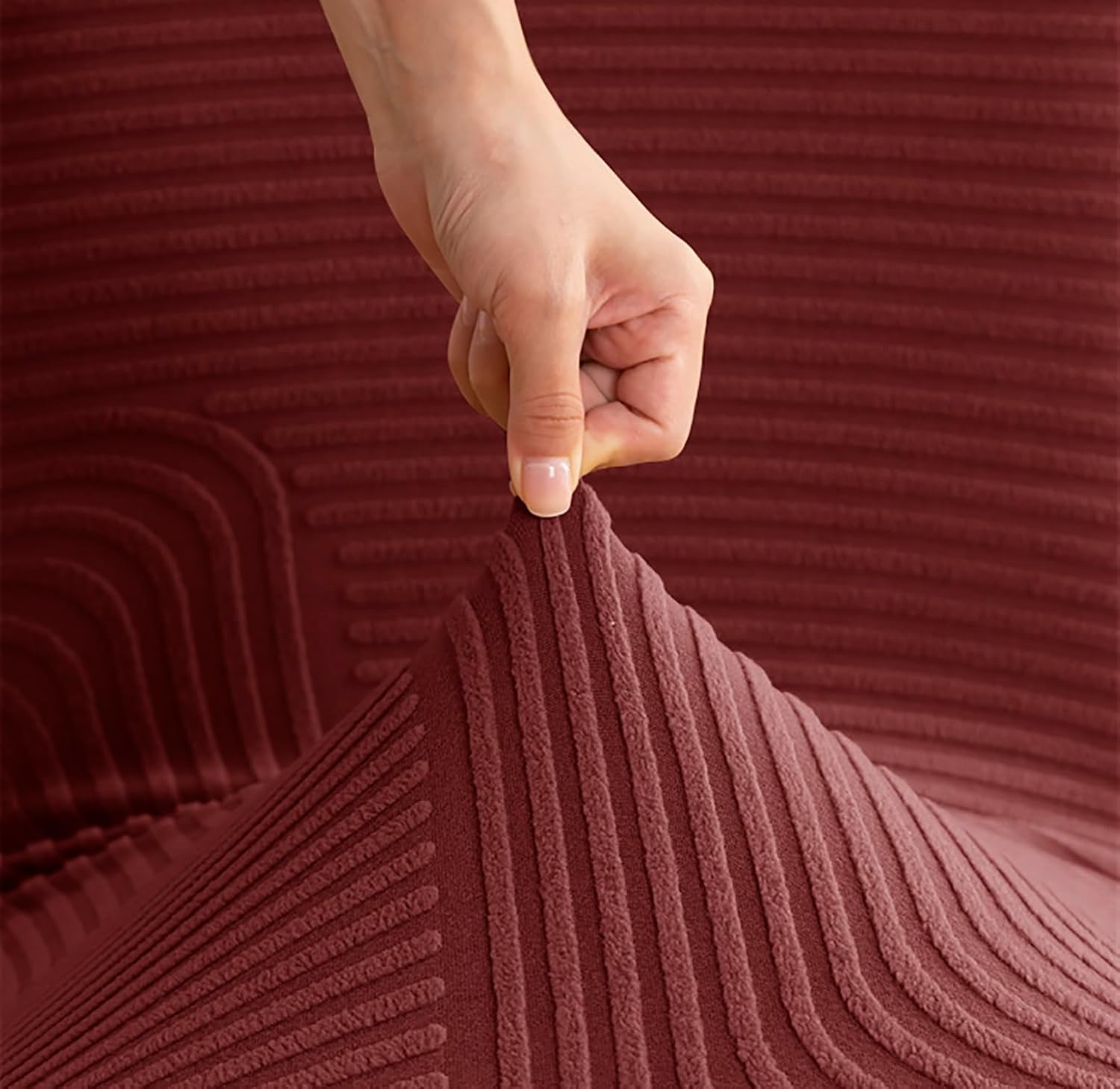 Stretchy Universal Jacquard Waterproof Sapphire Chair Cover (Maroon)