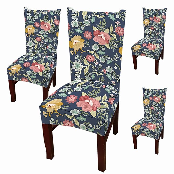 Chair Cover Protector Seat Slipcover (Dark Blue Floral)