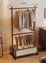 Floor Standing Clothes Hanger Rack - Brown