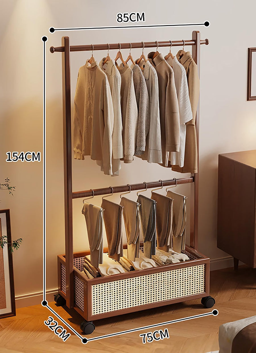 Floor Standing Clothes Hanger Rack - Brown